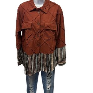 Sacred Threads Terracotta Patchwork Utility Jacket. 225713.  BLRD 04